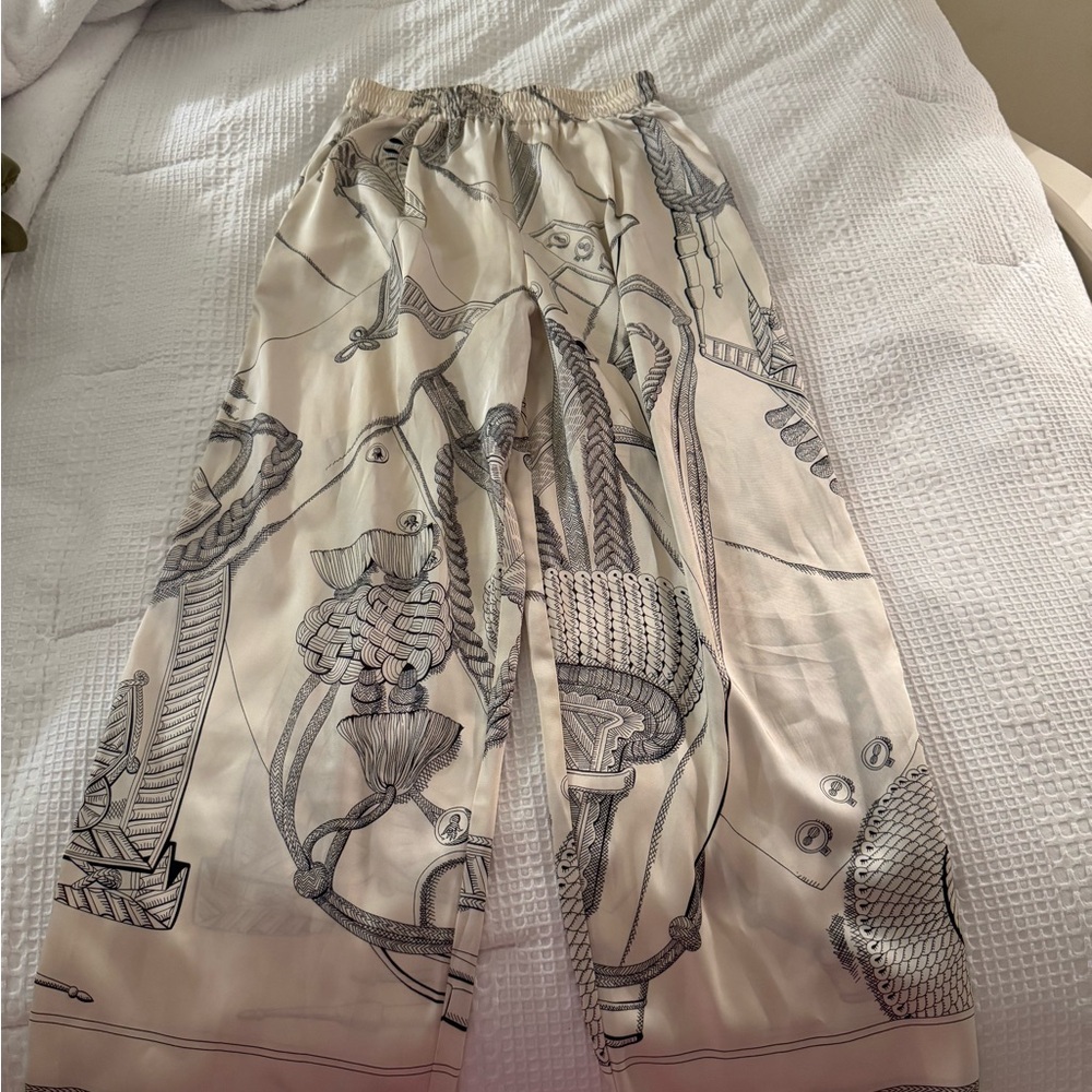 Elegant Cream Printed Women's Trousers